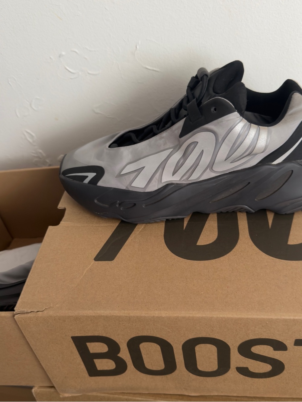 Yeezy’s Men's Reflective Silver & Black Athletic Sneakers